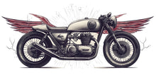 Load image into Gallery viewer, Cafe Racer Wall Decal, Winged Motorcycle Wall Art, Vintage Motorcycle Decor, Motorcycle Dealership Decor, Biker Garage Decal