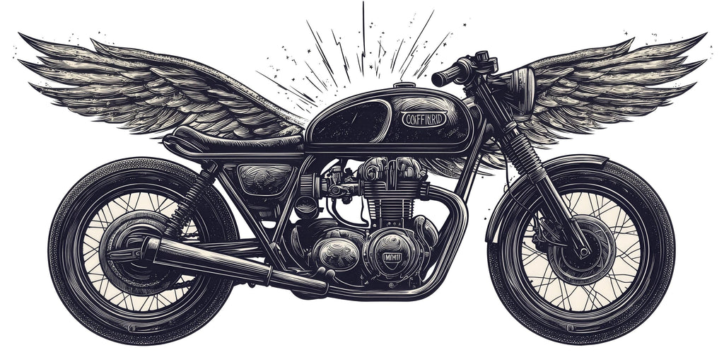 Winged Cafe Racer Wall Decal, Vintage Motorcycle Wall Art, Motorcycle Dealership Decor, Biker Garage Decal, Retro Bike Shop Decor