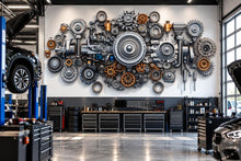 Load image into Gallery viewer, Auto Mechanic Wall Decal, Car Parts Wall Art, Auto Repair Shop Decor, Garage Gear Wall Decal, Automotive Service Center Decor