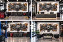 Load image into Gallery viewer, Auto Mechanic Wall Decal, Engine Parts Wall Art, Auto Repair Shop Decor, Garage Gear Wall Decal, Automotive Service Center Decor