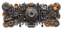 Load image into Gallery viewer, Auto Mechanic Wall Decal, Engine Parts Wall Art, Auto Repair Shop Decor, Garage Gear Wall Decal, Automotive Service Center Decor