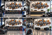 Load image into Gallery viewer, Auto Mechanic Wall Decal, Gear Wall Art, Auto Repair Shop Decor, Engine Parts Wall Decal, Garage Automotive Service Center Decor