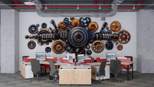 Load image into Gallery viewer, Auto Mechanic Wall Decal, Gear Wall Art, Auto Repair Shop Decor, Engine Parts Wall Decal, Garage Automotive Service Center Decor