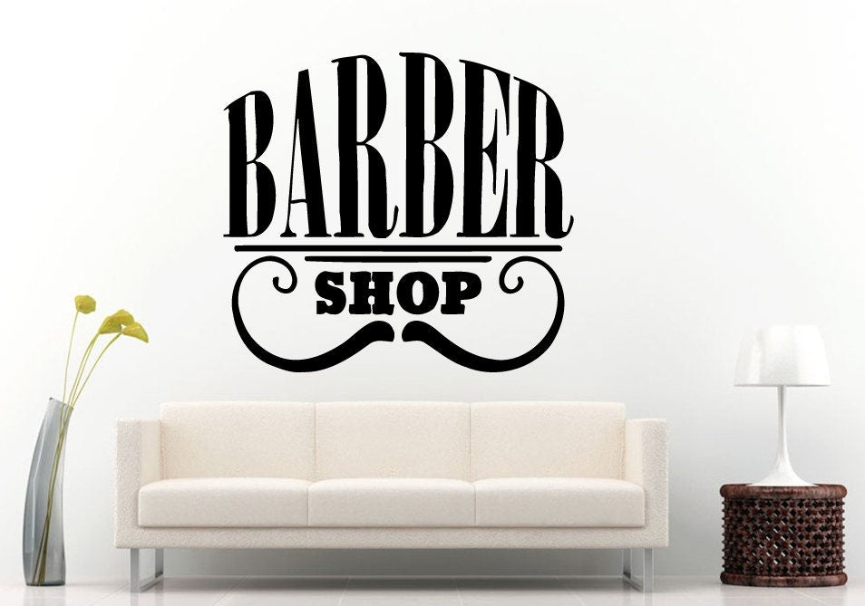 Barber Shop Hair Salon Hair Cutters Mustage Logo Sign Emblem Window Wall Decal Vinyl Sticker Mural Room Decor L1287