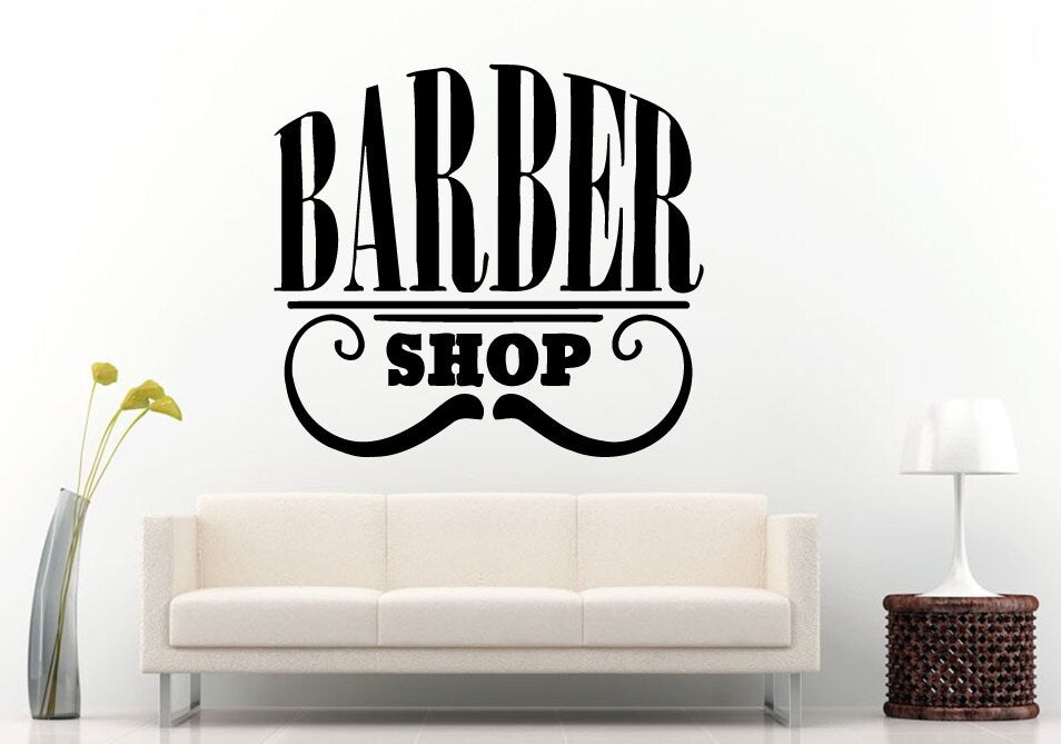 Barber Shop Hair Salon Hair Cutters Mustage Logo Sign Emblem Window Wall Decal Vinyl Sticker Mural Room Decor L1287