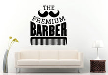 Load image into Gallery viewer, Premium Barber Shop Hair Salon Hair Cutters Mustage Hair Brush Comb Logo Sign Emblem Window Wall Decal Vinyl Sticker Mural Room Decor L1290