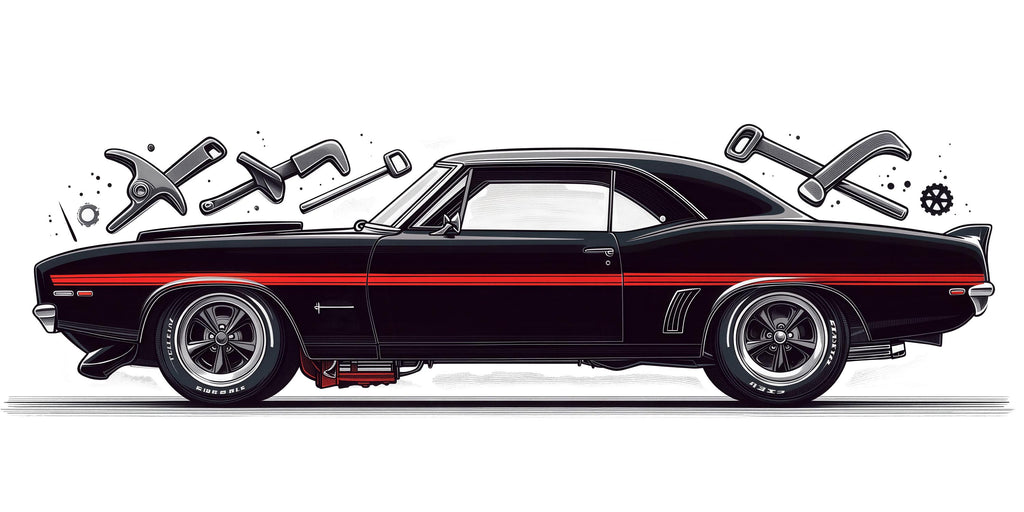 Black Muscle Car Wall Decal, Classic Car Garage Decor, Auto Repair Shop Wall Art, Vintage Car Decal, Automotive Shop Decor