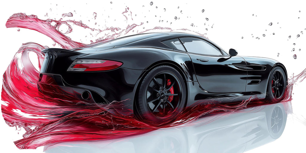 Car Detailing Wall Decal, Black Sports Car Wall Art, Auto Detailing Shop Decor, Red Splash Garage Decal, Automotive Business Decor