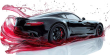 Load image into Gallery viewer, Car Detailing Wall Decal, Black Sports Car Wall Art, Auto Detailing Shop Decor, Red Splash Garage Decal, Automotive Business Decor