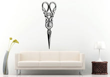 Load image into Gallery viewer, Hair Salon Barbershop Style Cutting Flower Scissors Tools Vintage Old Retro Wall Decal Vinyl Sticker Mural Room Decor L1303