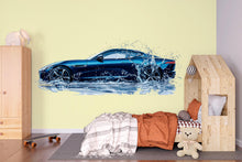 Load image into Gallery viewer, Car Detailing Wall Decal, Blue Sports Car Wall Art, Water Splash Auto Detailing Shop Decor, Luxury Automotive Garage Decal