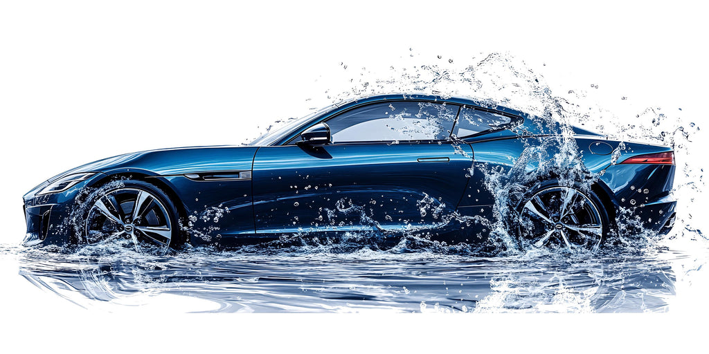 Car Detailing Wall Decal, Blue Sports Car Wall Art, Water Splash Auto Detailing Shop Decor, Luxury Automotive Garage Decal