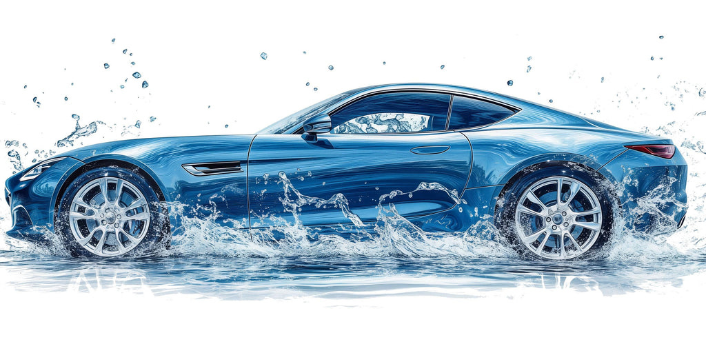 Car Detailing Wall Decal, Blue Sports Car Wall Art, Water Splash Garage Decor, Auto Detailing Shop Decal, Car Wash Wall Art
