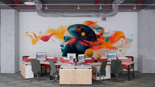 Load image into Gallery viewer, Creative Agency Wall Decal, Marketing Office Wall Art, Colorful Woman Mural, Advertising Agency Decor, Modern Office Wall Graphic