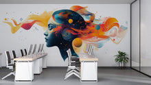 Load image into Gallery viewer, Creative Agency Wall Decal, Marketing Office Wall Art, Colorful Woman Mural, Advertising Agency Decor, Modern Office Wall Graphic