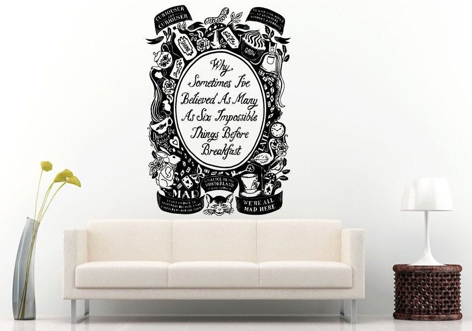 Adventures In Wonderland Fantasy Magic Quote Saying Wall Decal Vinyl Sticker Mural Room Decor L1320