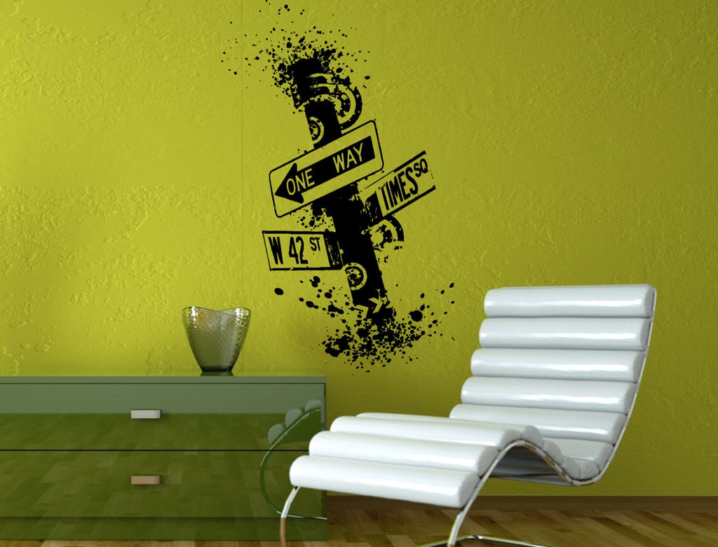 One Way West 42 Street And Time Square New York City Street Sign Wall Decal Vinyl Sticker Mural Room Decor L1328