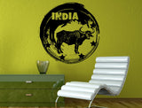 India Circle Stamp Bull Cow Culture Wall Decal Vinyl Sticker Mural Room Decor L1336