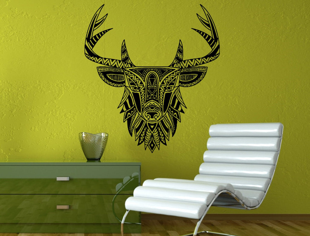 Ethnic Deer Head Buck Hunting Tribal Wall Decal Vinyl Sticker Mural Room Decor L1348