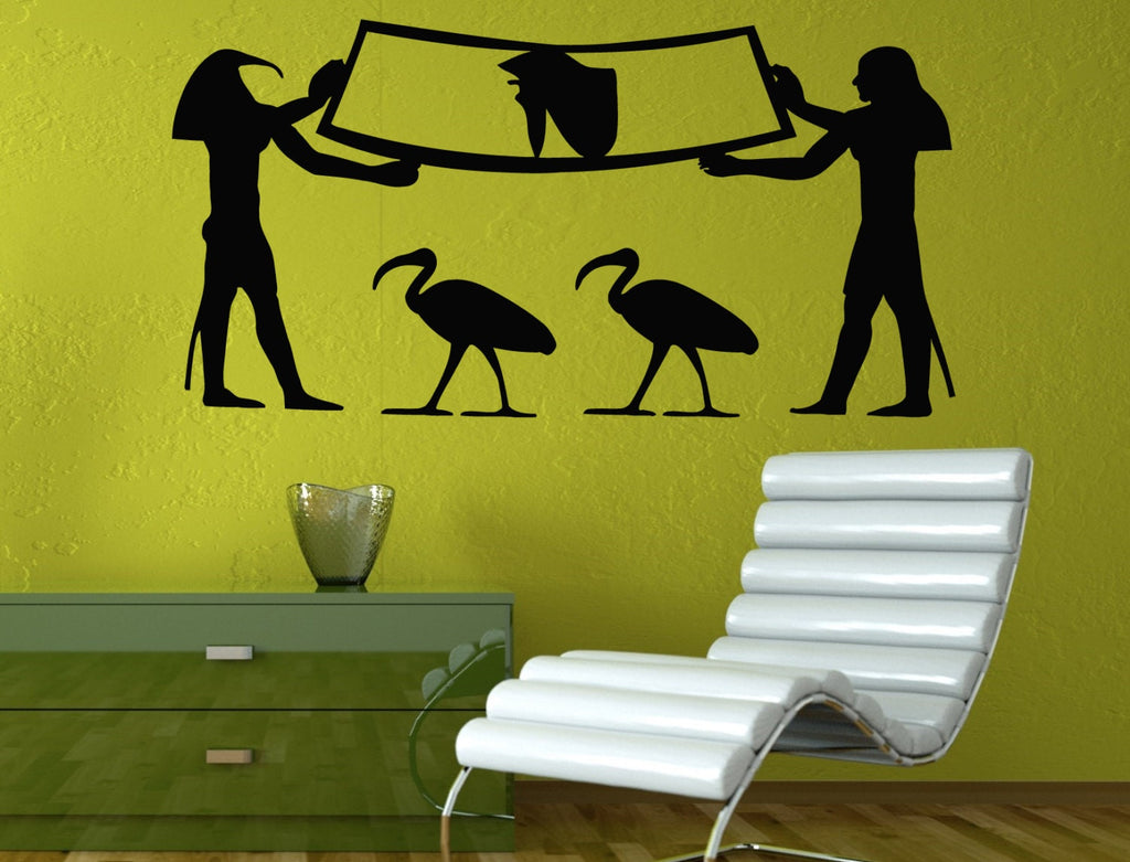 Egyptian Hieroglyphs And Fresco Of Ancient Egypt Mythology Gods Wall Decal Vinyl Sticker Mural Room Decor L1343