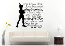 Load image into Gallery viewer, Pan Saying Quote "Sleep Awake Dreaming Waiting" Vinyl Peal And Stick Removable Sticker Decal L1353