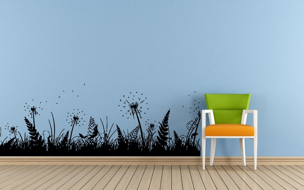 Grass Nature Floral Flowers And Dandelion's Woods Forest Wall Or Car Vinyl Peal And Stick Removable Sticker Decal L1395