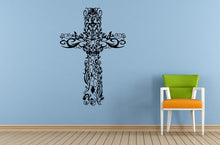 Load image into Gallery viewer, Cross Crest Tribal Pattern Religious Symbol Wall Or Car Vinyl Peal And Stick Removable Sticker Decal L1400