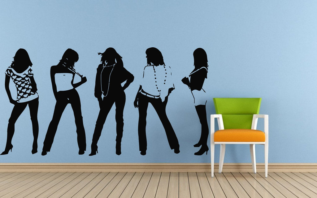 Five Fashion Models Girls Females Women Runway Clothes Accessories Jewelry Wall Or Car Vinyl Peal And Stick Removable Sticker Decal L1390