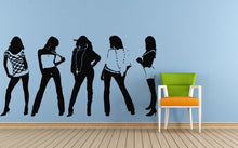 Load image into Gallery viewer, Five Fashion Models Girls Females Women Runway Clothes Accessories Jewelry Wall Or Car Vinyl Peal And Stick Removable Sticker Decal L1390