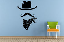 Load image into Gallery viewer, Cowboy Hat Bandanna Wild West Mustage Wall Or Car Vinyl Peal And Stick Removable Sticker Decal L1404