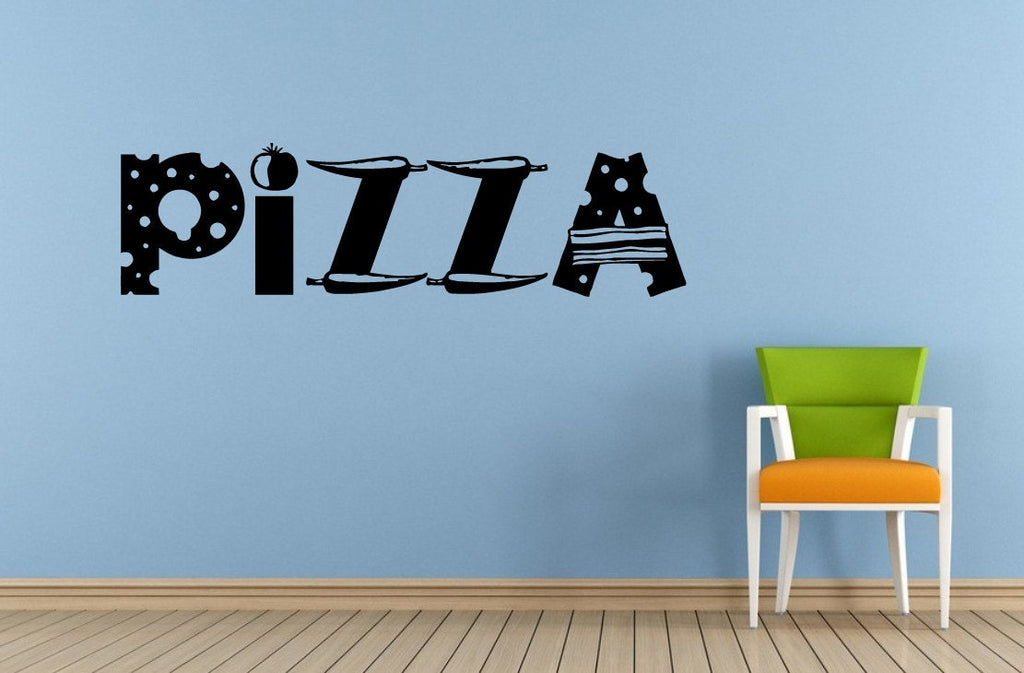Pizza Food Word Logo Sign Emblem Shop Window Wall Or Car Vinyl Peal And Stick Removable Sticker Decal L1413