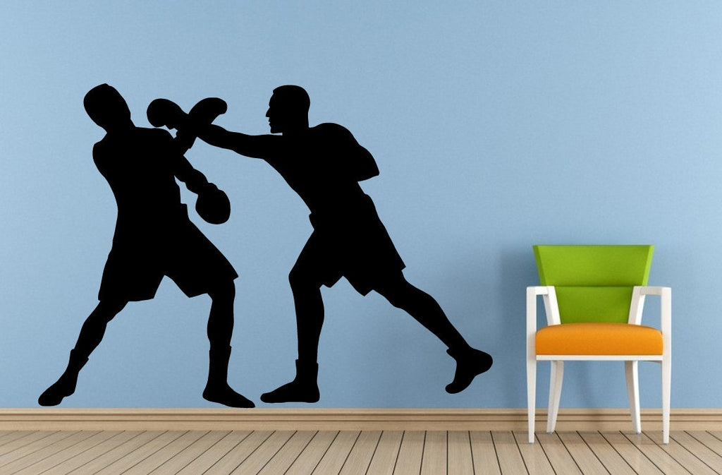 Two Man Sparing Boxing Boxer Gloves Martial Arts Mural Silhouette Window Wall Or Car Vinyl Peal And Stick Removable Sticker Decal L1418