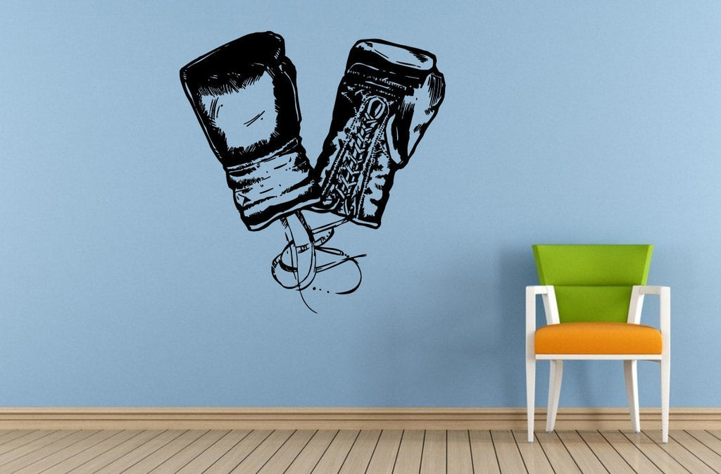 Boxing Boxer Gloves Martial Arts Mural Silhouette Window Wall Or Car Vinyl Peal And Stick Removable Sticker Decal L1420