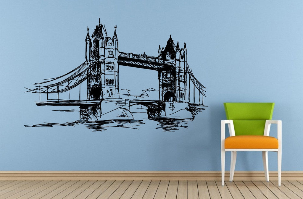 Sketch Tower Bridge London Great Britain English England Window Wall Or Car Vinyl Peal And Stick Removable Sticker Decal L1421