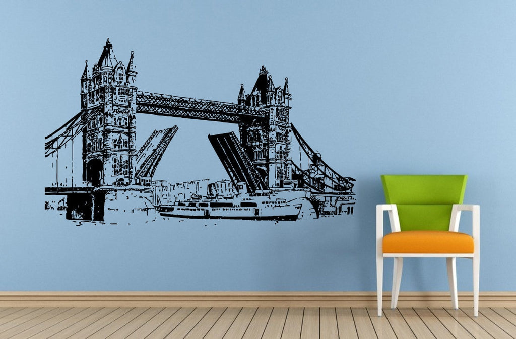 Sketch Tower Bridge London Great Britain English England Window Wall Or Car Vinyl Peal And Stick Removable Sticker Decal L1422