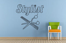 Load image into Gallery viewer, Hairdressing Hair Stylist Scissors Comb Brush Hair Dryer Salon Spa Window Or Wall Or Car Vinyl Peal And Stick Removable Sticker Decal L1457