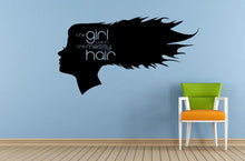 Load image into Gallery viewer, Girl Woman Chick Female Messy Hair Salon Spa Beauty Hairdresser Window Or Wall Or Car Vinyl Peal And Stick Removable Sticker Decal L1460