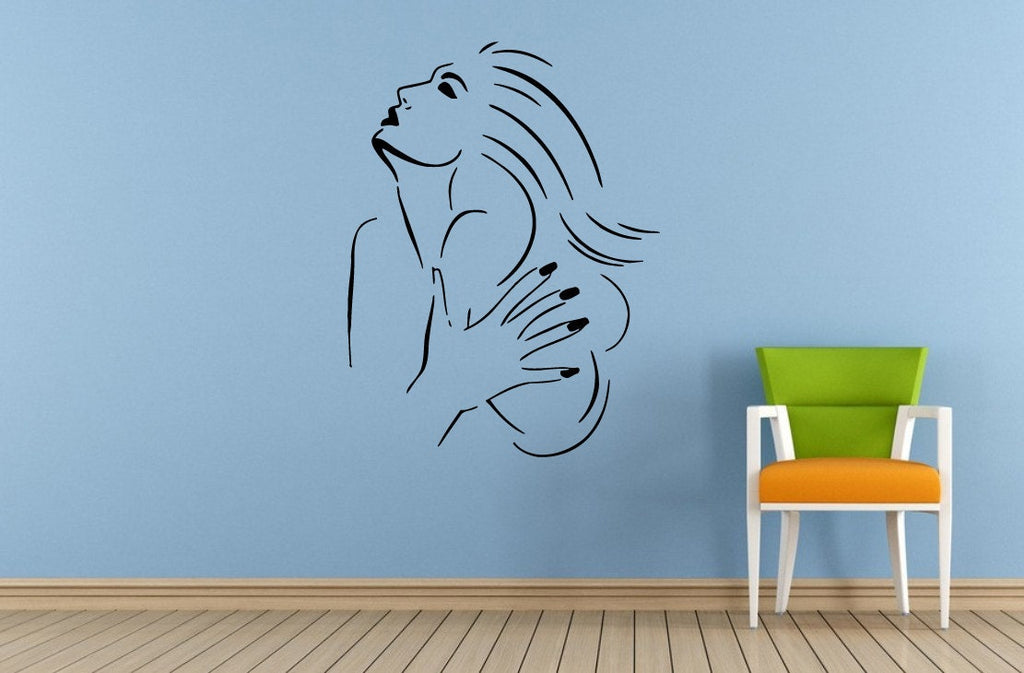 Girl Woman Female Model Showing Off Her Nails Spa Salon Fashion Window Or Wall Or Car Vinyl Peal And Stick Removable Sticker Decal L1463