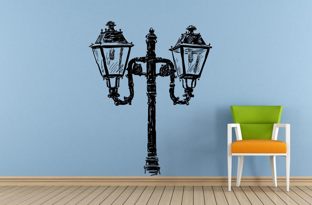 City Town Street Park Lamp Post Old Antique Vintage Window Or Wall Or Car Vinyl Peal And Stick Removable Sticker Decal L1465