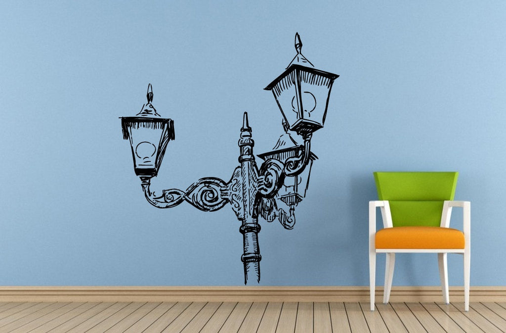 City Town Street Park Lamp Post Old Antique Vintage Window Or Wall Or Car Vinyl Peal And Stick Removable Sticker Decal L1472