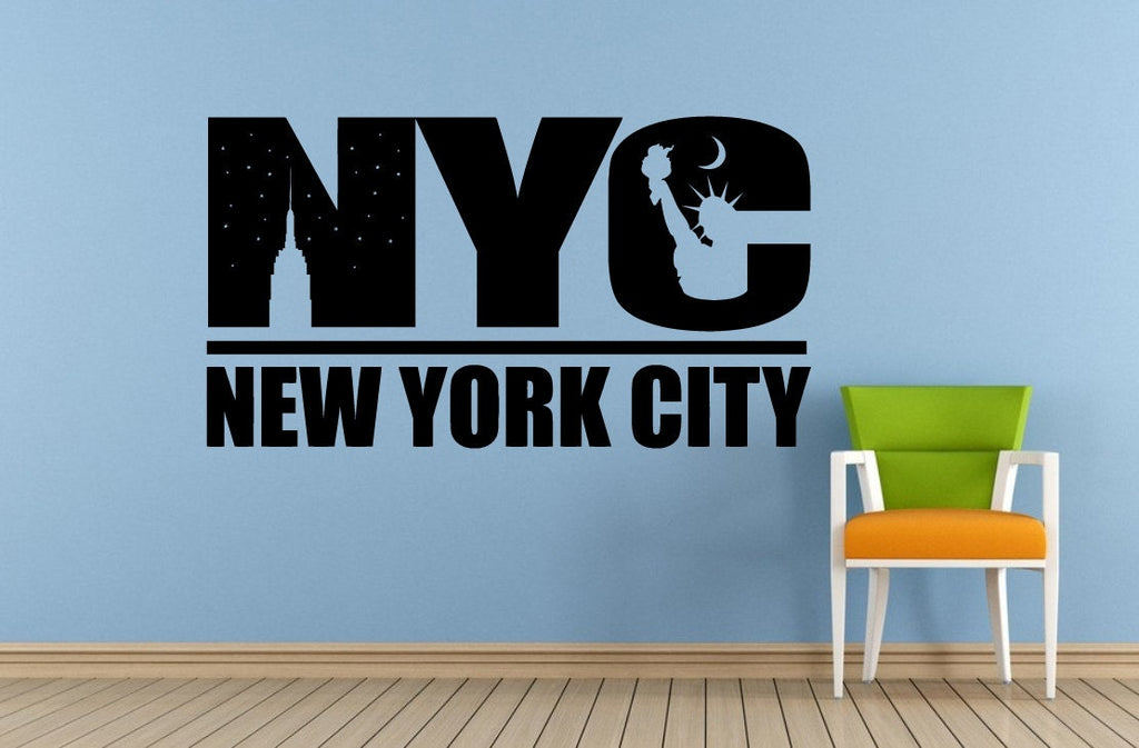 New York City Words Nyc Town Statue Of Liberty Window Or Wall Or Car Vinyl Peal And Stick Removable Sticker Decal L1477