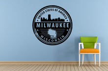 Load image into Gallery viewer, Milwaukee Wisconsin United States of America Stamp Window Or Wall Or Car Vinyl Peal And Stick Removable Sticker Decal L1523