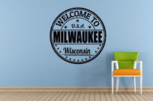 Load image into Gallery viewer, Milwaukee Wisconsin United States of America Stamp Window Or Wall Or Car Vinyl Peal And Stick Removable Sticker Decal L1524