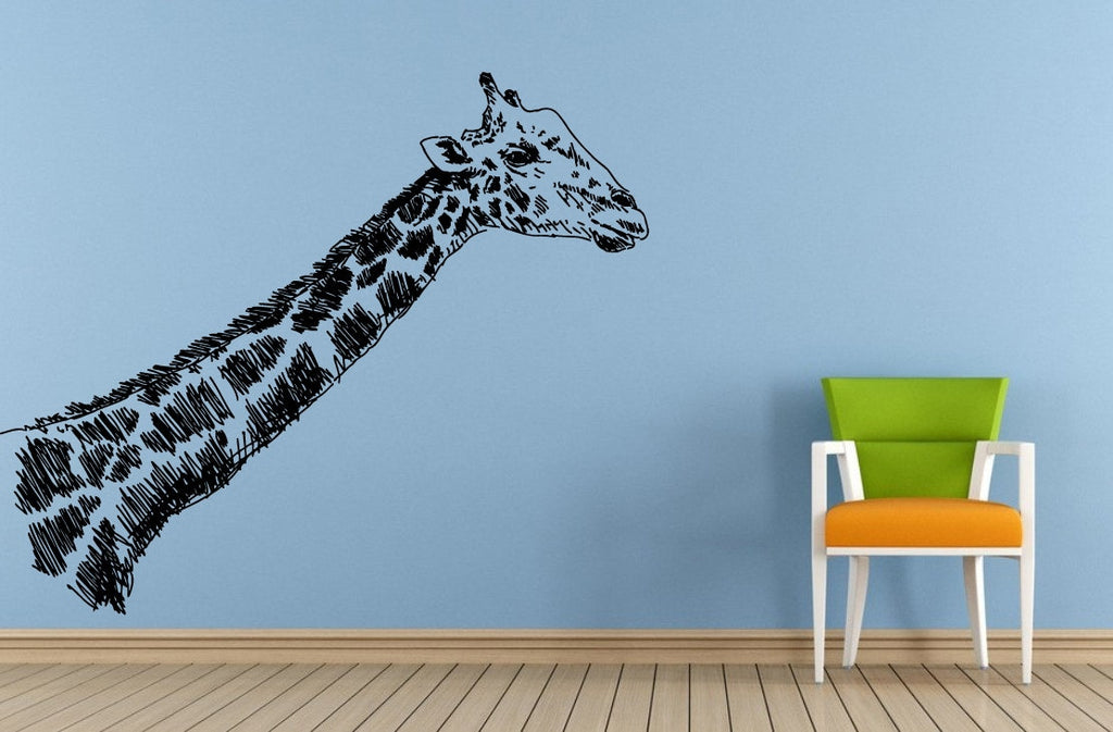 Long Neck Animal Giraffe Safari Savannah Africa Jungle Wall Decal Vinyl Sticker Mural Room Decor L1544