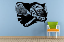Load image into Gallery viewer, Lacrosse Sticks Cross Helmet Shield Logo Flag Sign Outdoor Sports Games Wall Or Car Vinyl Peal And Stick Removable Sticker Decal L1581
