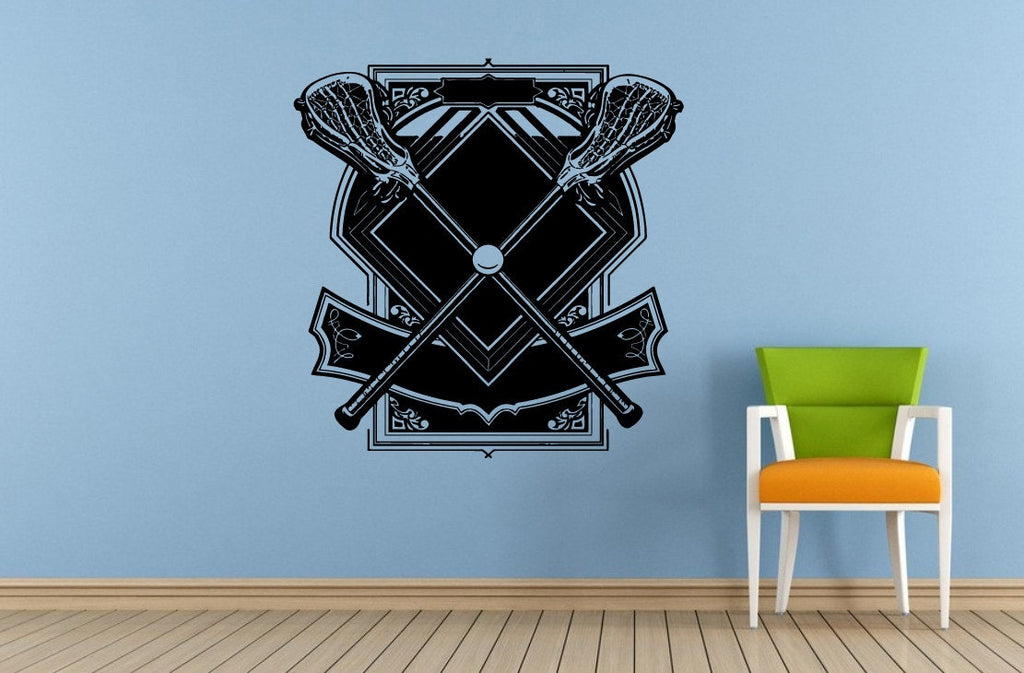 Lacrosse Sticks Cross Frame Shield Logo Emblem Sign Outdoor Sports Games Wall Or Car Vinyl Peal And Stick Removable Sticker Decal L1579