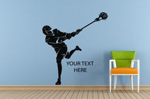 Load image into Gallery viewer, Lacrosse Sticks Cross Helmet Player Custom Text Name Outdoor Sports Games Wall Or Car Vinyl Peal And Stick Removable Sticker Decal L1582