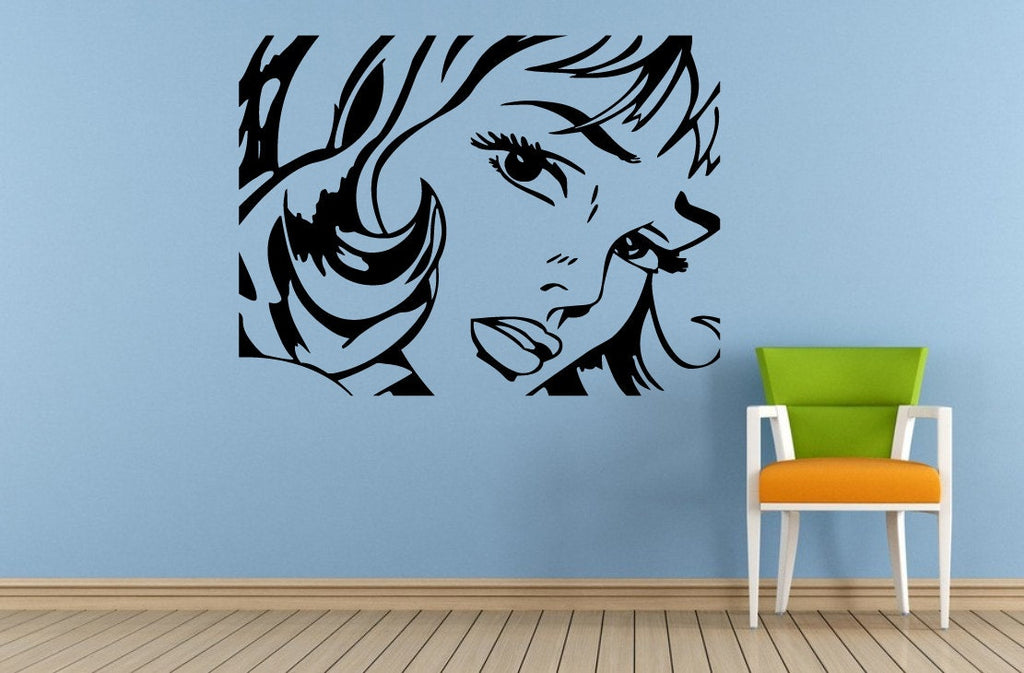 Beautiful Face Woman Girl Eye's Lips Hair Salon Spa Wall Or Car Vinyl Peal And Stick Removable Sticker Decal L1587