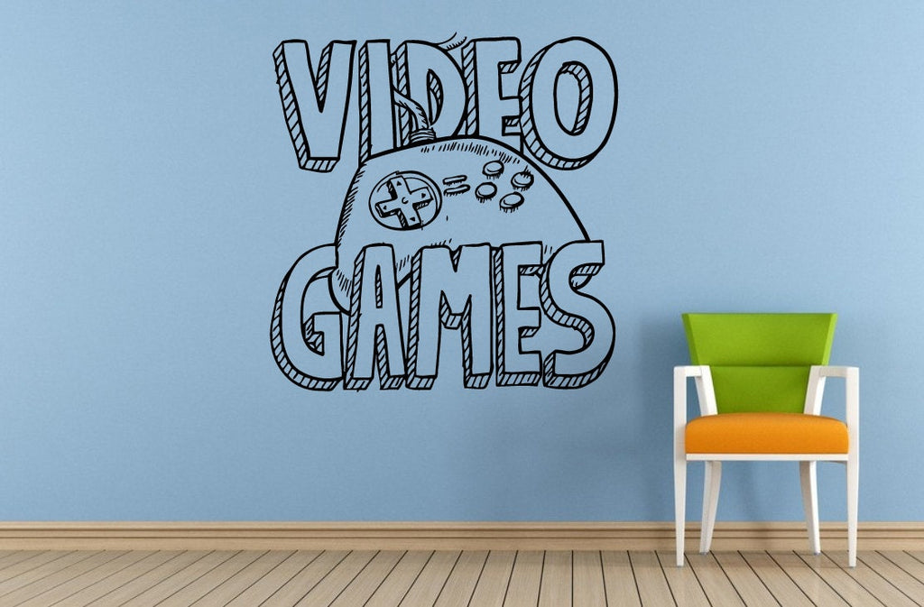 Play Game Video Games Play Button Game Over Controller Joystick Consul Room Brain Mind Wall Room Vinyl Mural Art Decor Decal Sticker L1640
