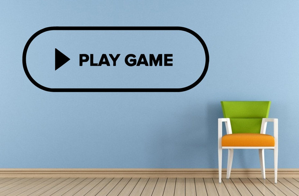 Play Game Video Games Play Button Logo Game Room Wall Room Vinyl Mural Art Decor Decal Sticker L1635